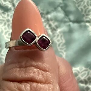 Elegant Silver and Red Gemstone Ring